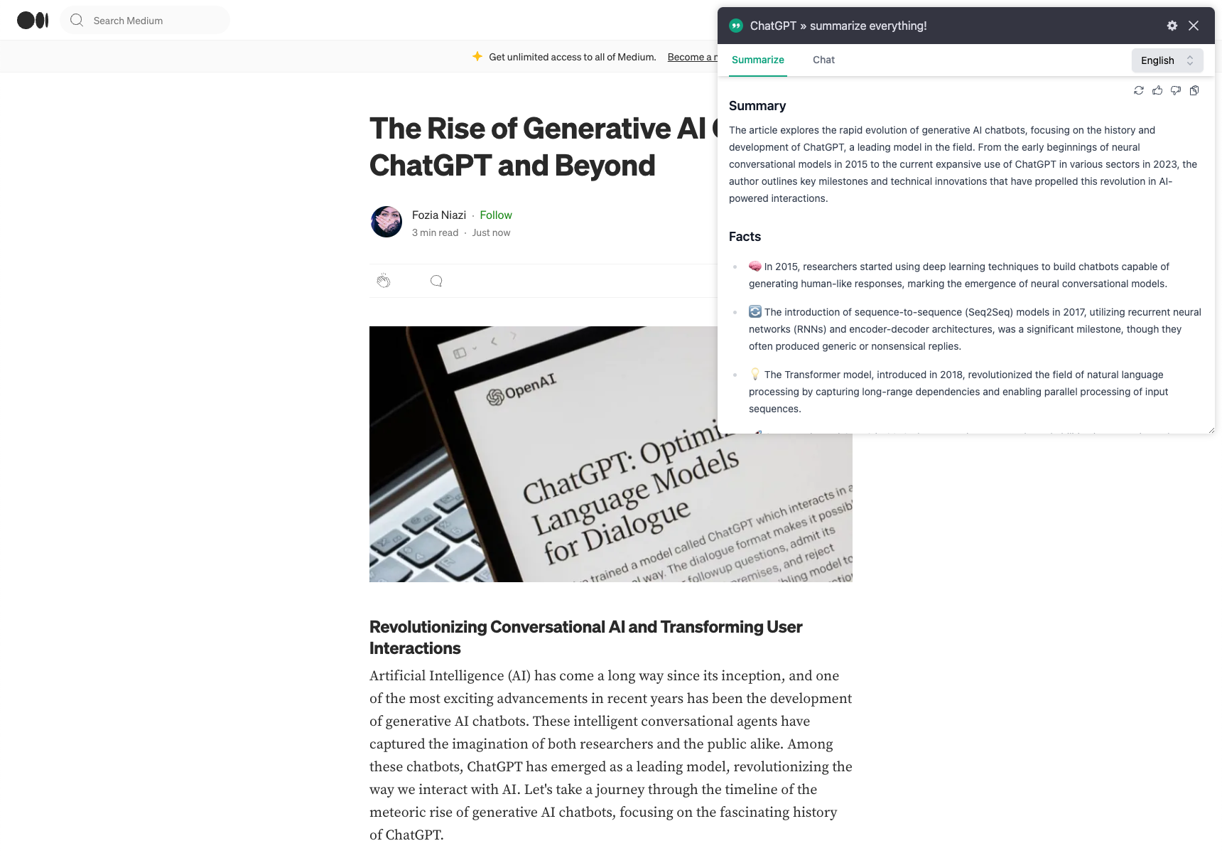 how to use chatgpt to summarize content